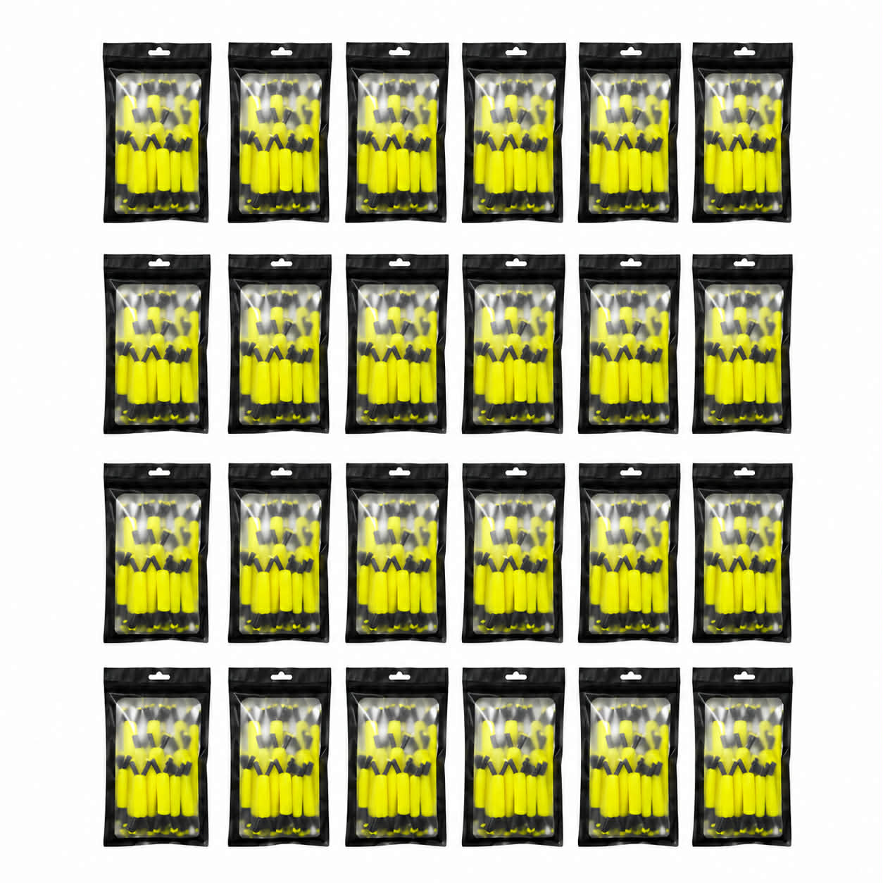 Multiple packages of Photon Burst yellow branch spreaders on a white background.