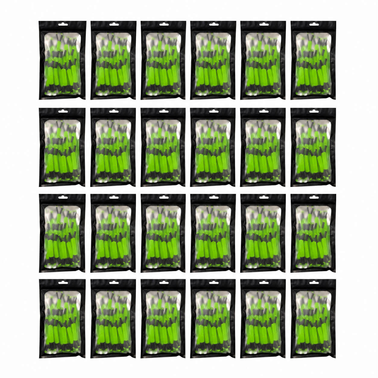 Multiple packages of Radiant Grove Green branch spreaders on a white background
