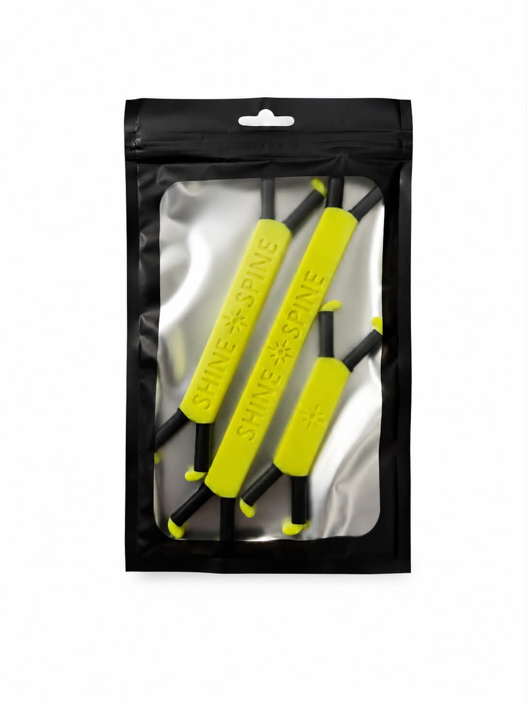 Shine Spine Photon Burst Yellow Sample Pack branch spreaders in clear packaging with white background