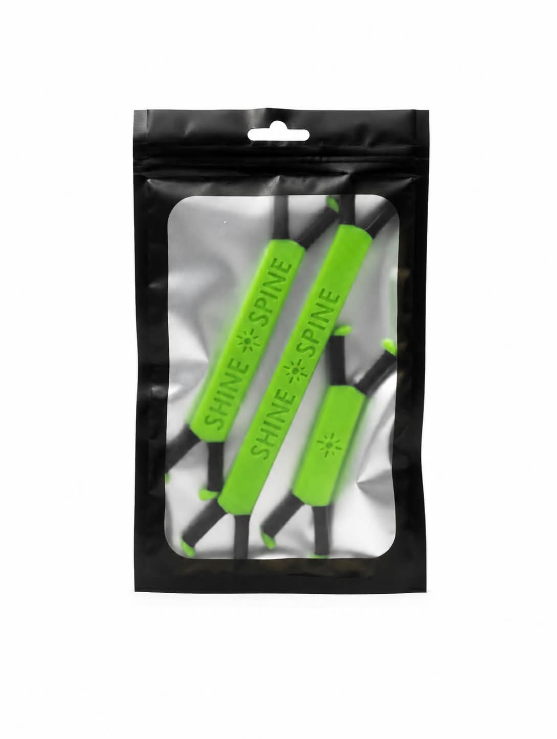Shine Spine Radiant Grove Green Sample Pack branch spreaders in clear packaging with white background