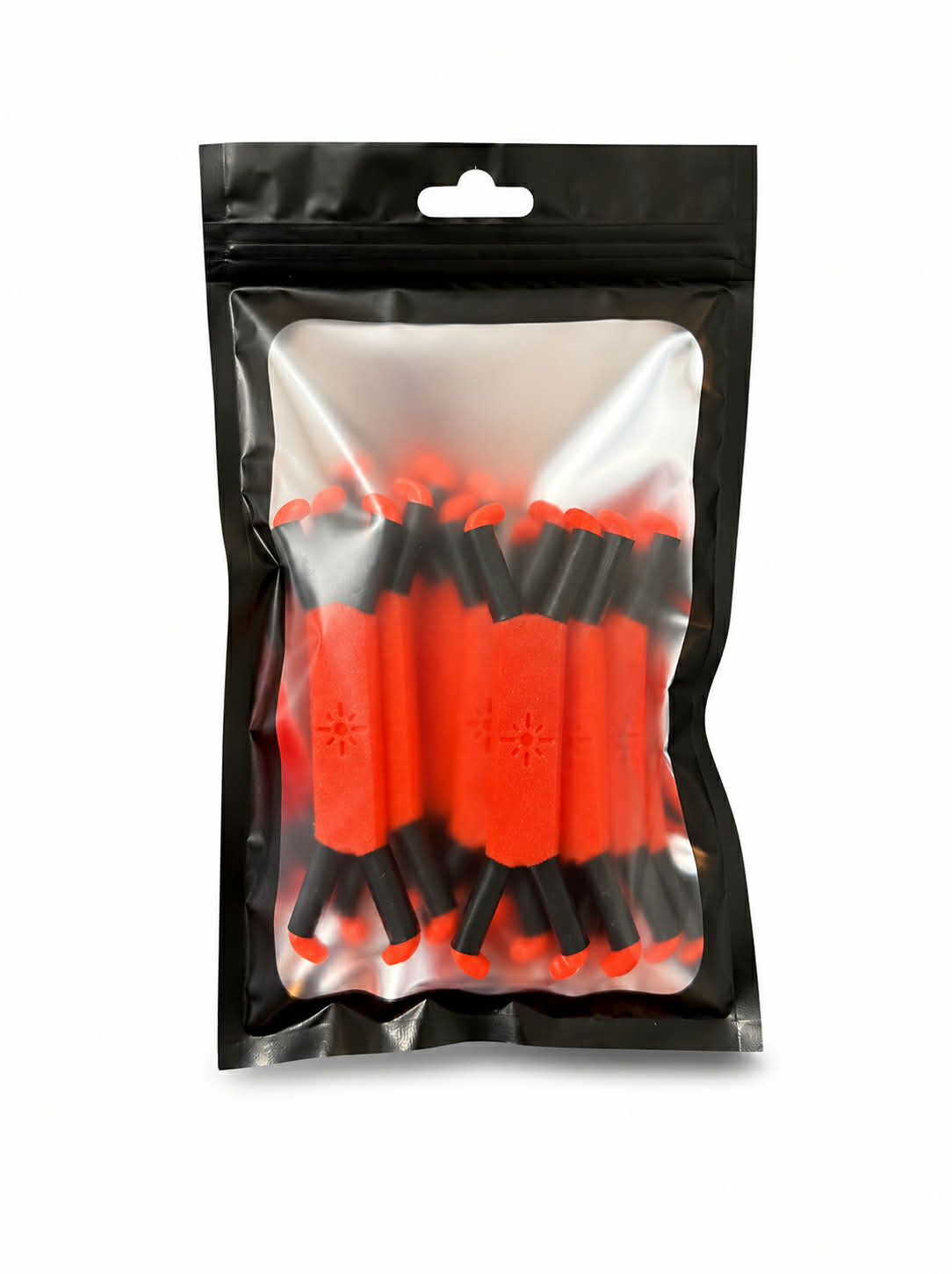 Pack of Solar Ember Orange 2inch branch spreaders in clear plastic bag with a black exterior on a white background.