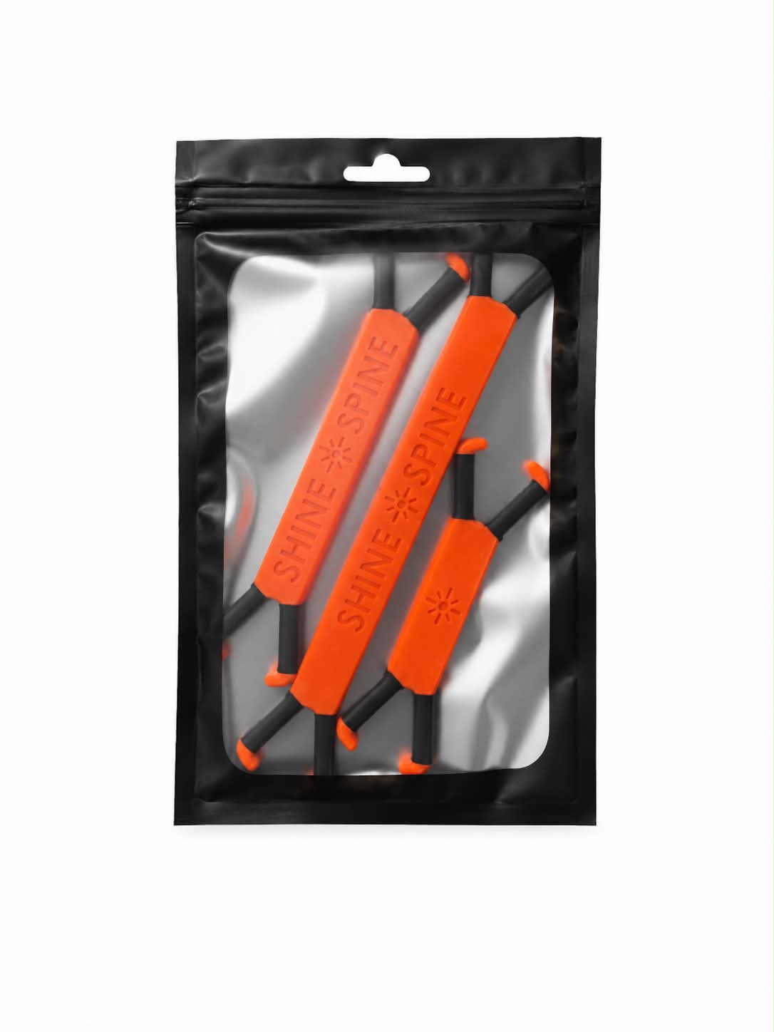 Shine Spine Solar Ember Orange Sample Pack branch spreaders in clear packaging with white background